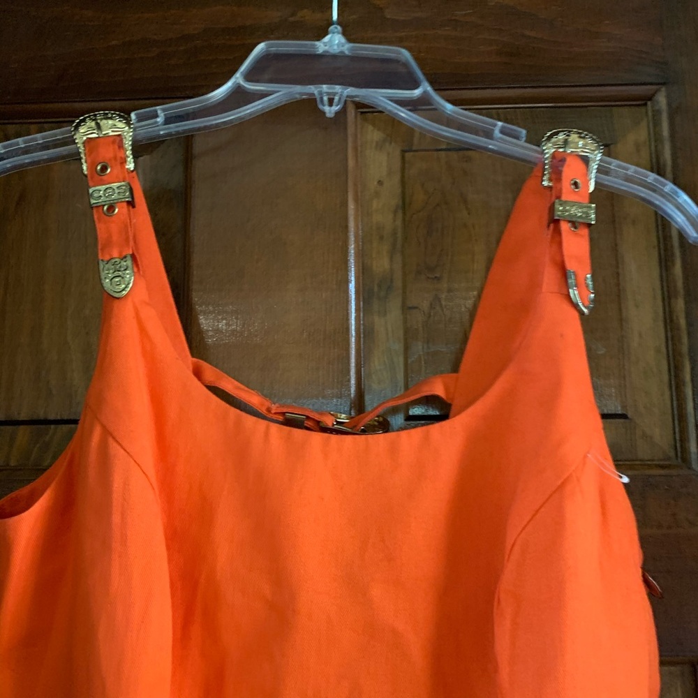 Vintage orange dress with buckles - Picture 2 of 5